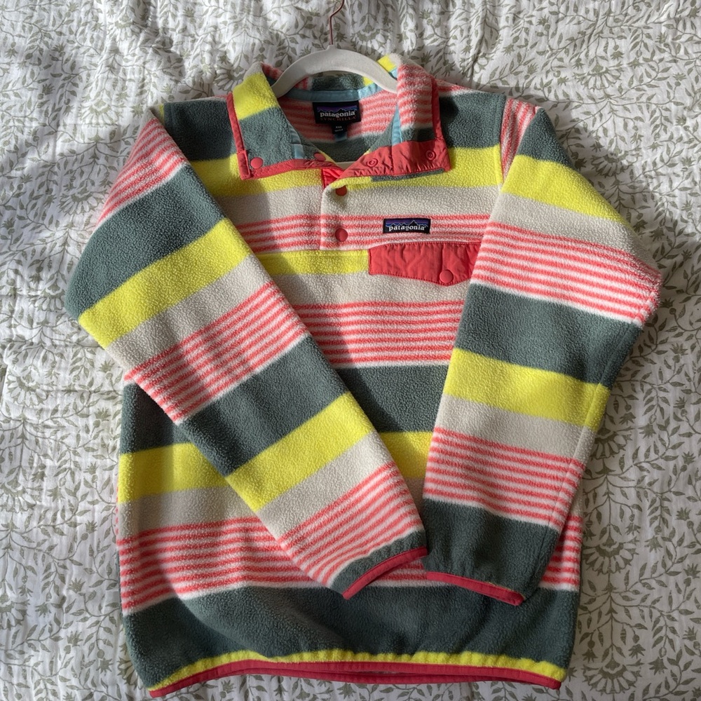 Rare Patagonia Synchilla Fleece Snap Pullover Sweater SizeXXS striped multicolor